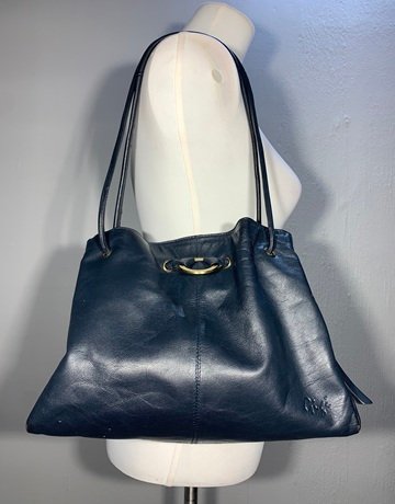 Gigi Navy Blue Leather Bag- Medium Size