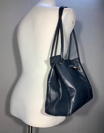 Gigi Navy Blue Leather Bag- Medium Size