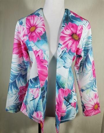 DOKO COLLECTION White Floral Jacket - Size L/36/12