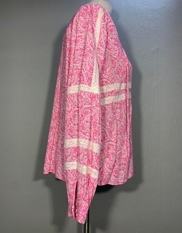 Per Una Pink And White Top- Size UK 10