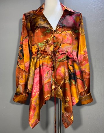 Bouton Gold And Brown Patterned Shirt- Size M