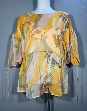 Ted Baker Yellow Patterned Top- Size UK 34
