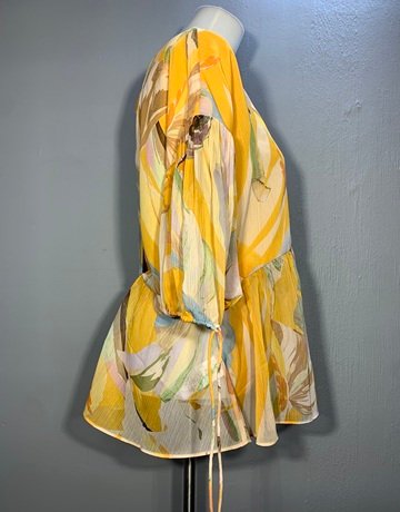 Ted Baker Yellow Patterned Top- Size UK 34
