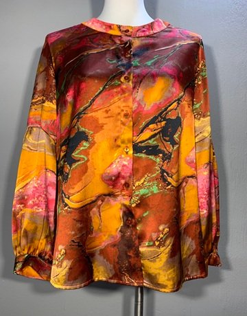 Bouton Yellow And Brown Patterned Shirt- Size Medium