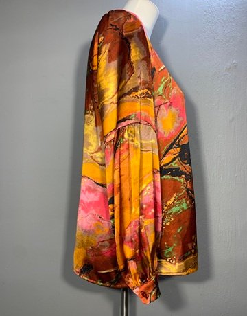 Bouton Yellow And Brown Patterned Shirt- Size Medium