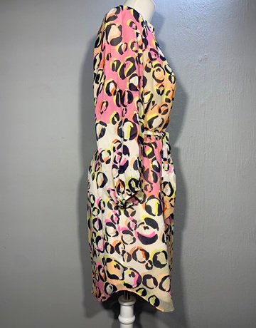 Trina Turk Pink 100% Silk Patterned Dress- Size Medium/Large
