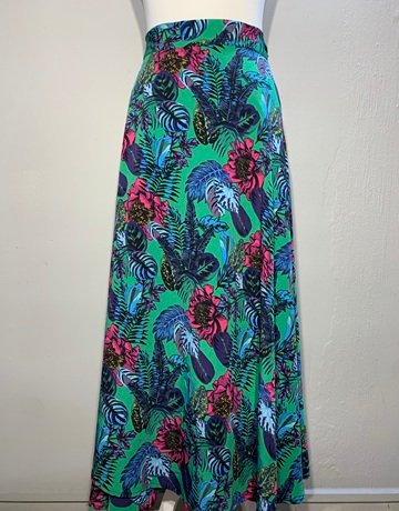 Ruff Tung Green Patterned Wrap Skirt- Size L/XL
