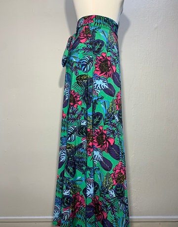 Ruff Tung Green Patterned Wrap Skirt- Size L/XL
