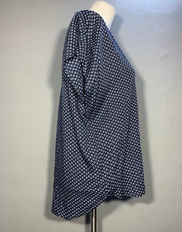 Trenery Navy Blue White Top- Size Small