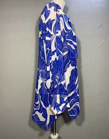 Country Road Blue And White 100% Silk Top- Size 14