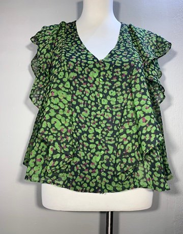 MNG Green And Black Top- Size Medium