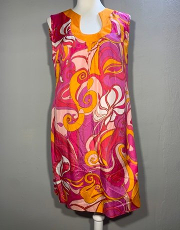Banana Republic Pink And Orange Patterned Cotton Dress- Size 12