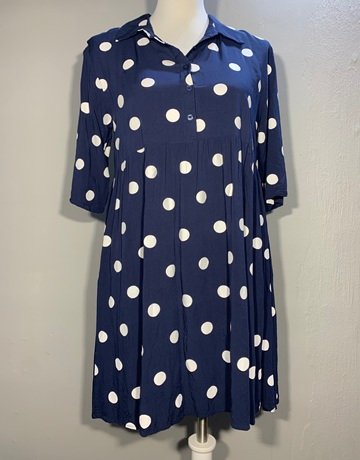 Navy Blue And White Dress (No Brand Name)- Size Small