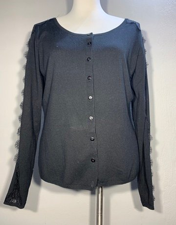 Neropale Viscose Blend Black Cardigan- Size Extra Large