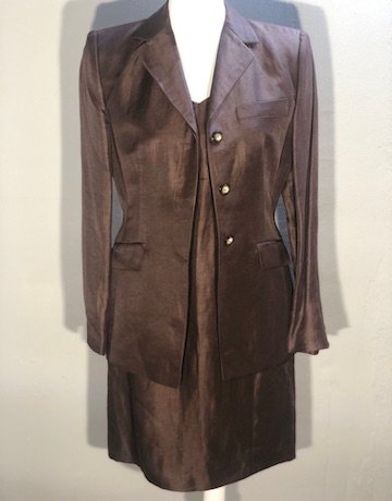 Jesiré Brown Linen Blend Two Piece Suit - Size Uk 10 / Eur 38 / USA 8