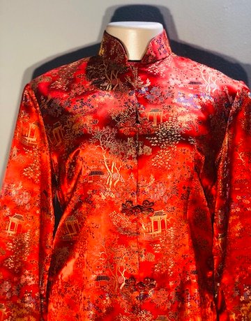 Peony Brand Orange Embroidered Chinese Jacket – Size Small