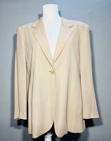 Max Mara Caramel Viscose Blend`Herringbone Jacket - Size UK 14 / USA 10