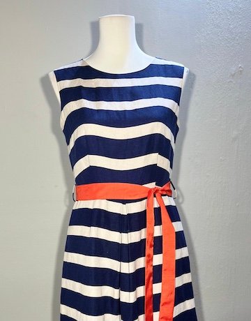 Clements Ribeiro Portobello Navy Stripe Dress – Size Small ( UK10 / USA 6 / Eur 36)