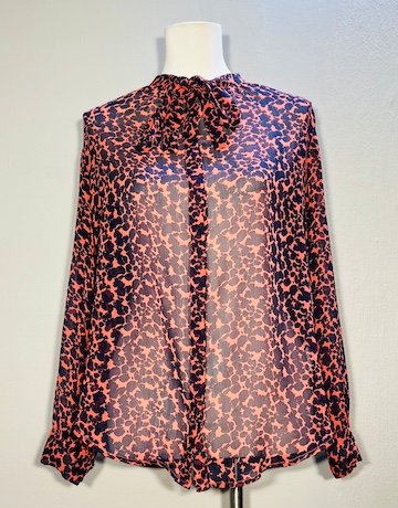 French Connection Orange and Black Blouse - Size Uk 10 / USA 6