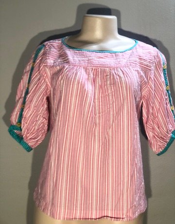 Claudine Kleid Weekend Pink Stripe Top - Size UK 12