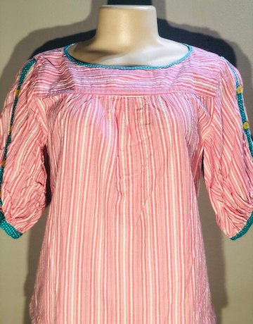 Claudine Kleid Weekend Pink Stripe Top – Size UK 12