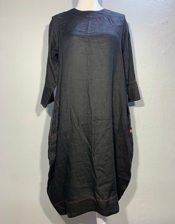 Hugo Flear Pure Linen Black And Red Dress- Size 34-36