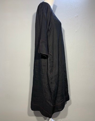Hugo Flear Pure Linen Black And Red Dress- Size 34-36