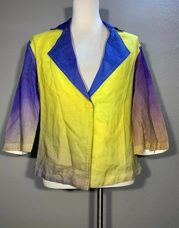 Hugo Flear Blue And Yellow Linen Jacket- Size 34-36 (New with tags)
