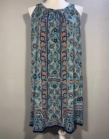 Max Studio Blue Patterned Dress- Size Extra Small