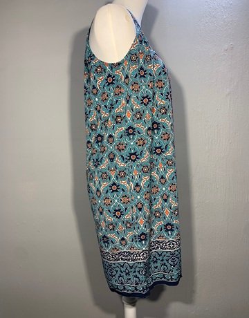 Max Studio Blue Patterned Dress- Size Extra Small