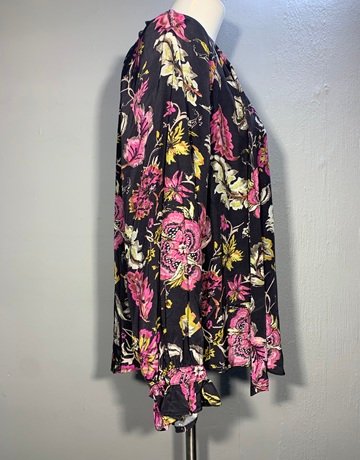AND/OR Black And Pink Floral Shirt- Size 12