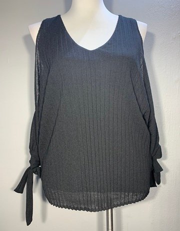 Witchery Black Cut Out Shoulder Top- Size Extra Small
