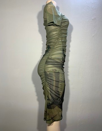 Hugo Flear Green Cactus Mesh Dress- Size 32-34 (New with tags)