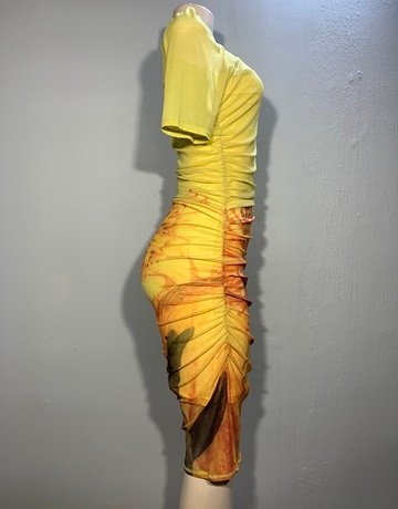Hugo Flear Yellow Pincushion Mesh Dress- Size 32-34 (New with tags)