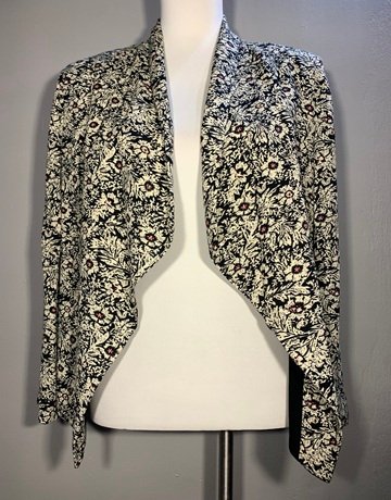 Le Temps Des Perises Black And Beige Patterned Jacket- Size Medium