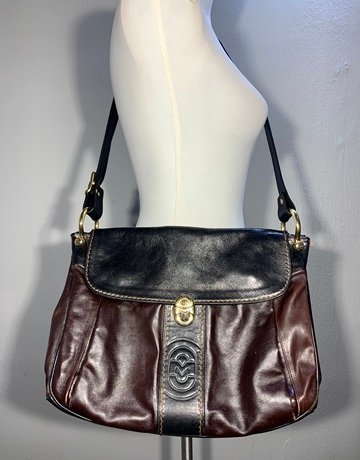Marino Orlandi Brown And Black Leather Crossbody Bag- Medium Size