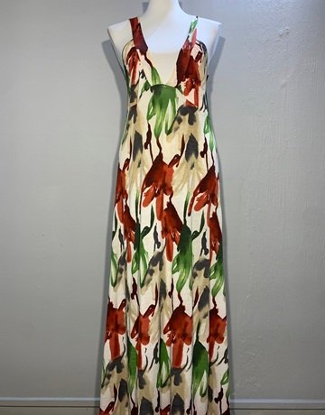 Marianna Green And Cream Dress- Size 36