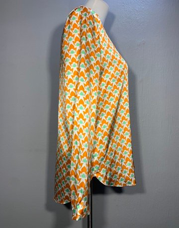 Herzen’s Angelegenheit Orange Patterned Silk Shirt- Size 36