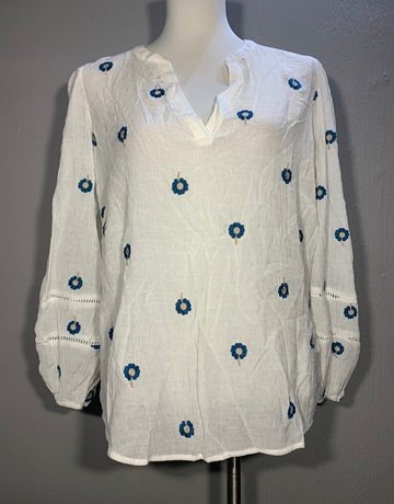 Mint Velvet White And Blue Top- Size Medium