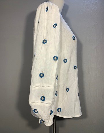 Mint Velvet White And Blue Top- Size Medium
