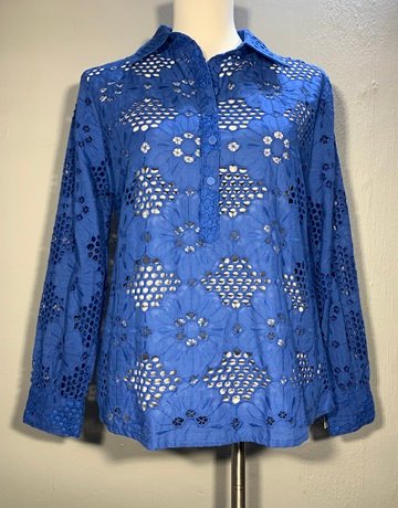Adiva Blue Pure Cotton Shirt- Size Medium