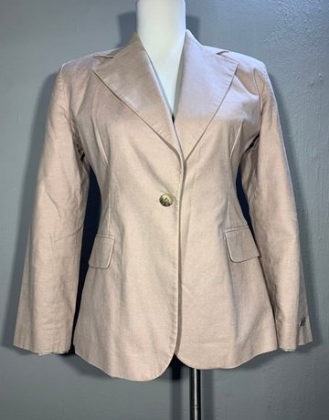 Jenni Button Beige Linen And Cotton Blend Blazer- Size Medium