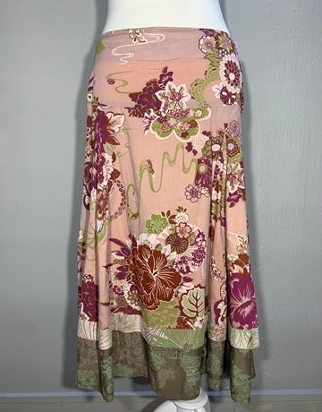 Maya Prass Pink Patterned Cotton Skirt- Size 34