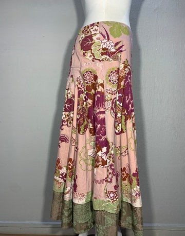 Maya Prass Pink Patterned Cotton Skirt- Size 34