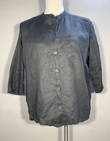 Hannah Lavery Black Pure Linen Top- Size 10