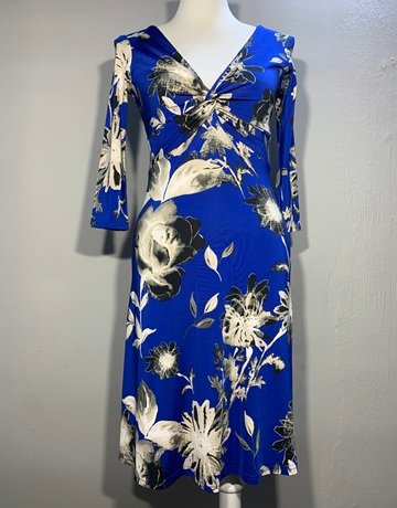 Carol Clark Blue Patterned Dress- Size 32