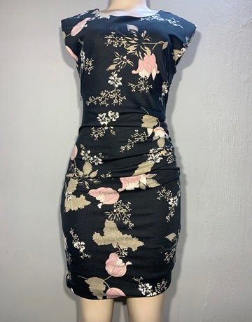 Kaffe Black Floral Dress- Size Extra Small