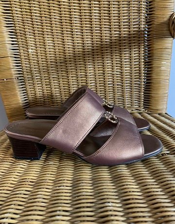 Green Cross Bronze Block Heels- Size 6