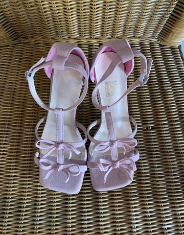 Dusty Pink Bow Block Heel- Size 38