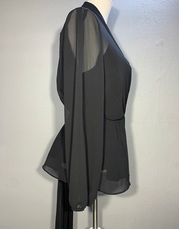Phase Eight Black Sheer Wrap Top- Size UK14